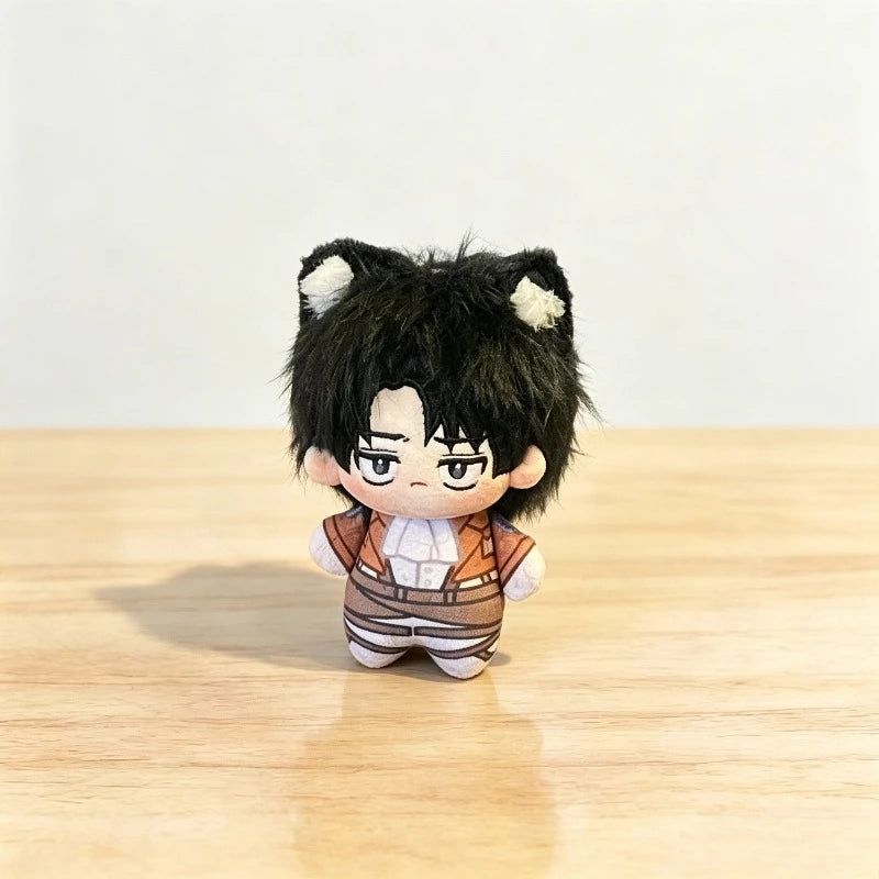 Attack On Titan Levi Ackerman Mini Cat Ear Cotton Plush Doll Anime Character Pendant Fans Backpack Hanging Collectible Soft Gift