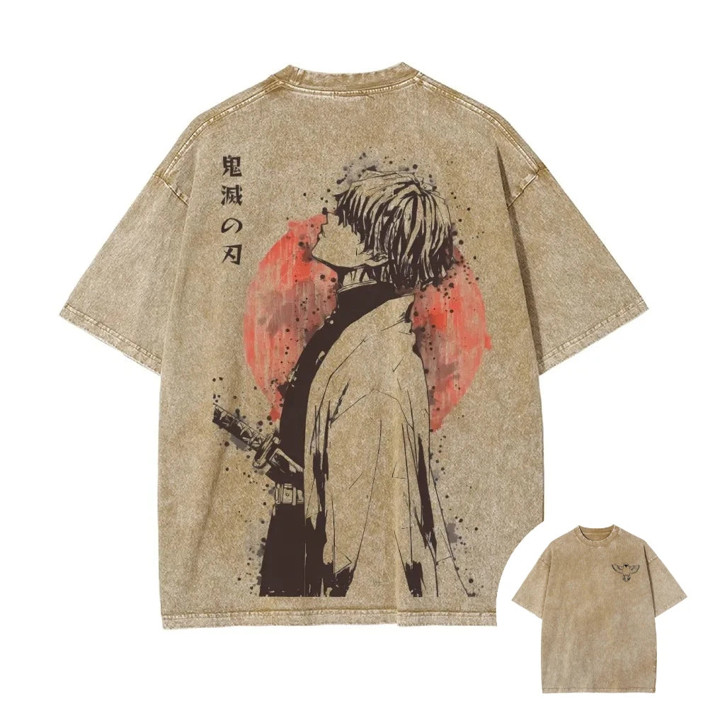 Demon Slayer Zenitsu Agatsuma Retro Washed T-Shirt