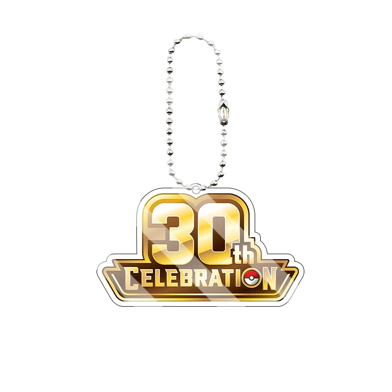 New Anime Pocket Monsters 30th Anniversary Mega Evolution Delta Reign Logo Acrylic Keychain Game Text Sign Keyring Pendant Gifts