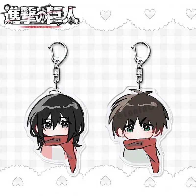 Cute Attack on Titan Eren Mikasa Acrylic Keychain, Cartoon Backpack Charms, High-end Look Phone Pendant Anime Accessories Gift