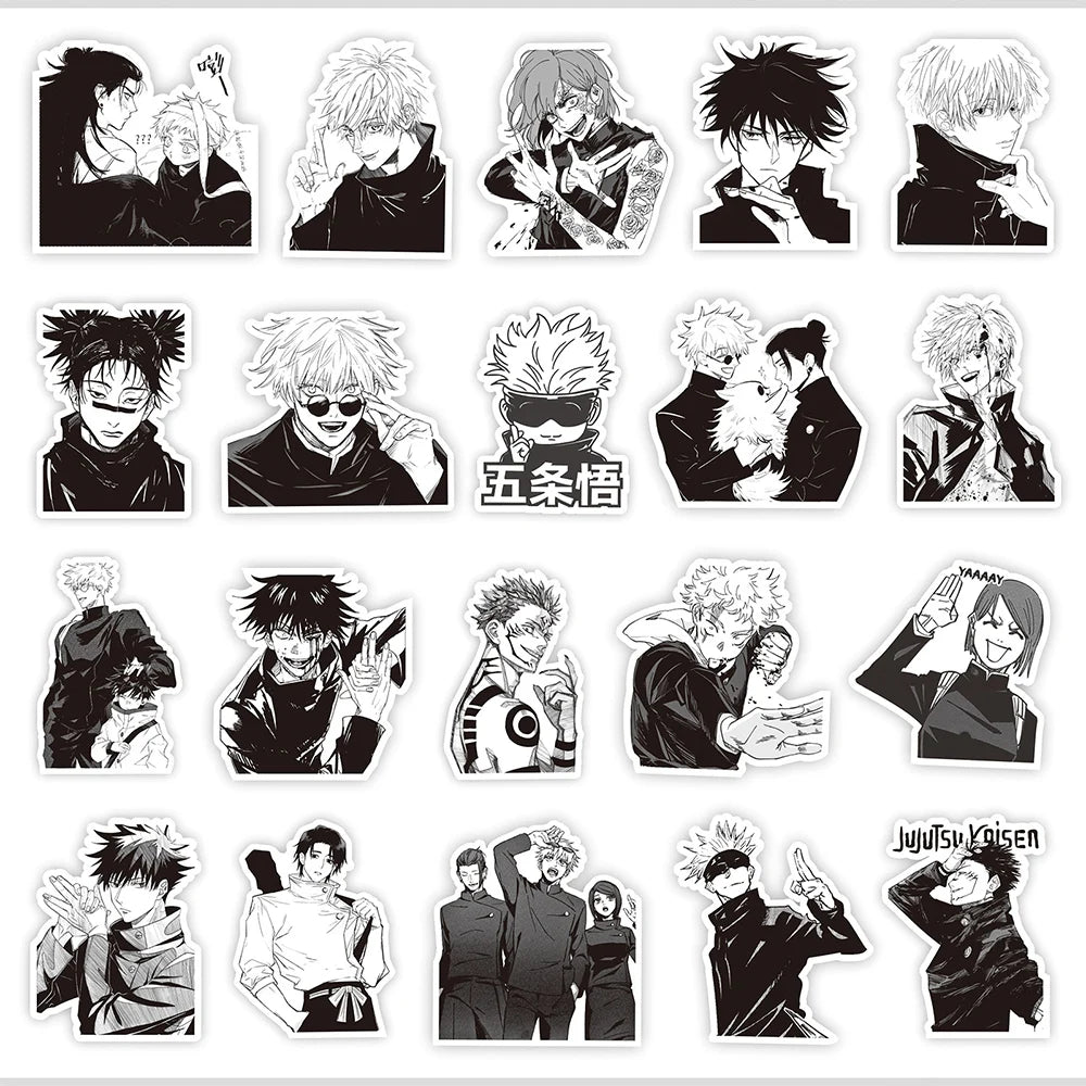 10/30/65pcs Jujutsu Kaisen Anime Cartoon Stickers Cool Black White Manga Graffiti Decal DIY Guitar Motorcycle Laptop Sticker Toy
