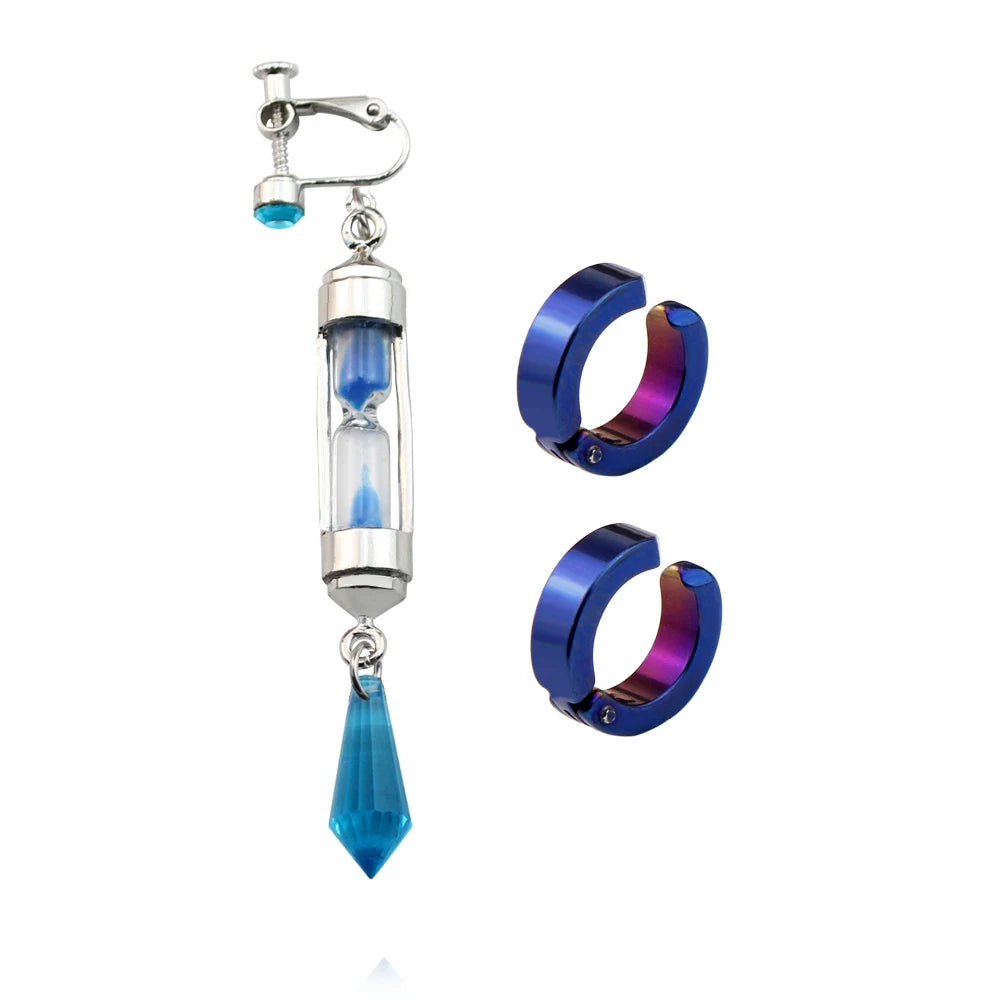 Anime Vanitas Earrings The Case Study of Vanitas No Karte Props Hourglass Earrings Ear Cuff Cosplay Jewelry Ear Studs Gifts
