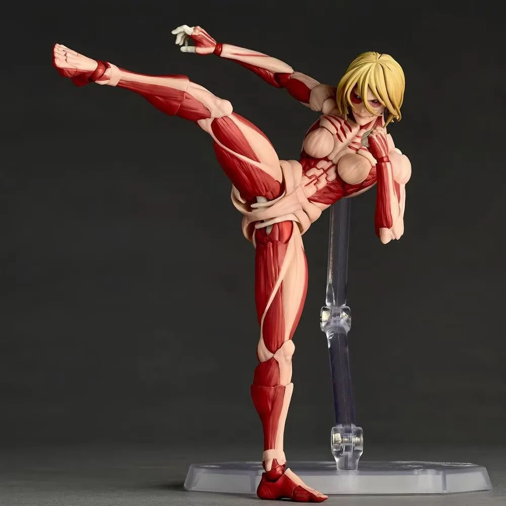 Attack On Titan Amazing Yamaguchi Revoltech Nr068 Female Titan Annie Leonhart Figures Pvc Figurine Collection Model Toy In-Stock