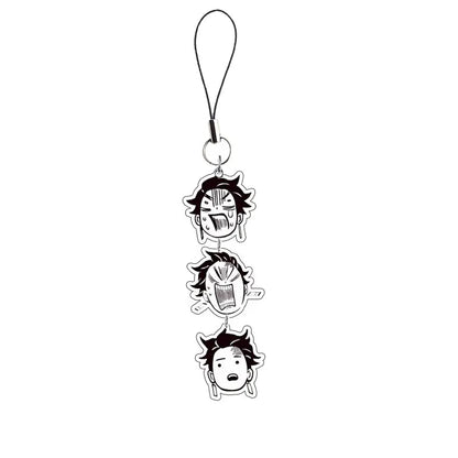 Demon Slayer Keychain Cartoon Acrylic Kamado Tanjirou Hashibira Inosuke Anime Long Pendant Mobile Phone Chain Car Key Ring Gifts
