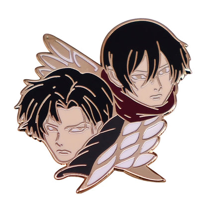 Attack On Titan Levi Ackerman Mikasa Ackerman Shingeki No Kyojin Enamel Pin Lapel Brooch Metal Badge