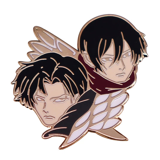 Attack On Titan Levi Ackerman Mikasa Ackerman Shingeki No Kyojin Enamel Pin Lapel Brooch Metal Badge