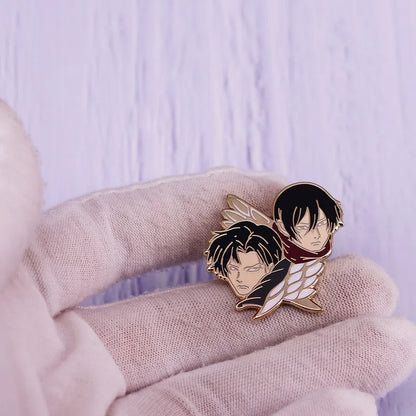 Attack On Titan Levi Ackerman Mikasa Ackerman Shingeki No Kyojin Enamel Pin Lapel Brooch Metal Badge