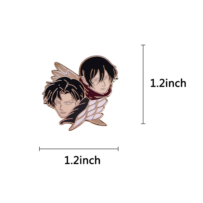 Attack On Titan Levi Ackerman Mikasa Ackerman Shingeki No Kyojin Enamel Pin Lapel Brooch Metal Badge