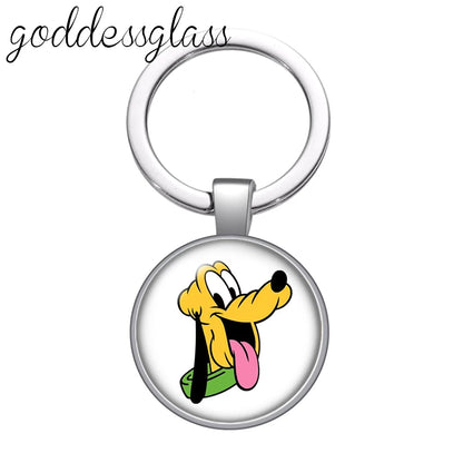 Pluto Dog Glass Keychain