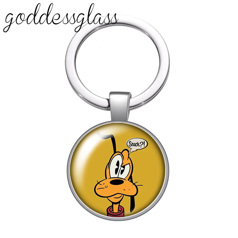 Pluto Dog Glass Keychain