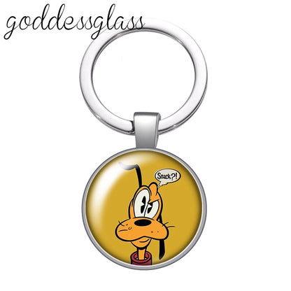 Pluto Dog Glass Keychain