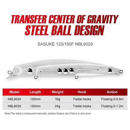 NOEBY 12cm 16g 15cm 24g Sasuke Minnow Fishing Lures Floating Lipless Wobblers Artificial Hard Bait for Bass Pike Fishing Lure