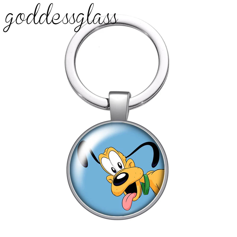Pluto Dog Glass Keychain