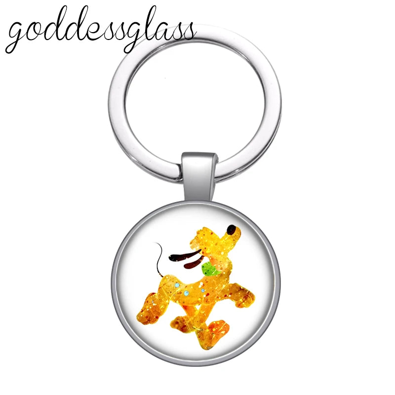 Pluto Dog Glass Keychain