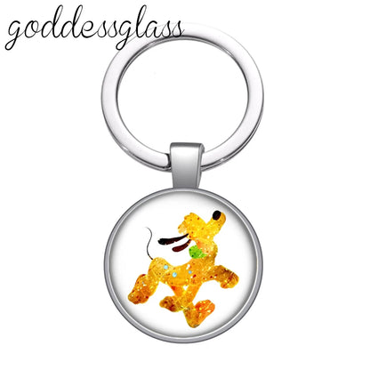 Pluto Dog Glass Keychain