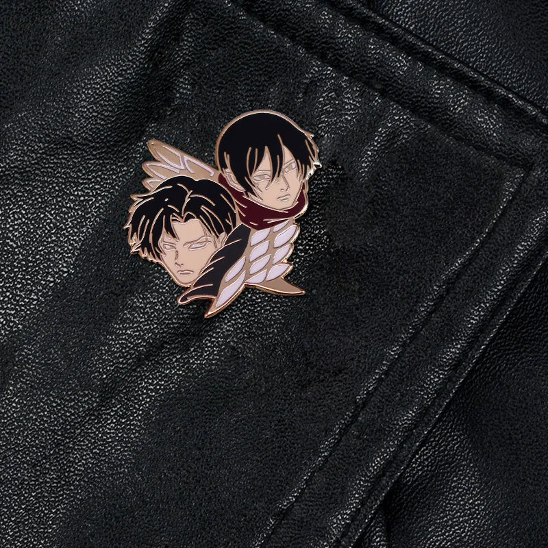Attack On Titan Levi Ackerman Mikasa Ackerman Shingeki No Kyojin Enamel Pin Lapel Brooch Metal Badge