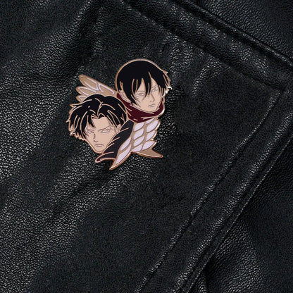 Attack On Titan Levi Ackerman Mikasa Ackerman Shingeki No Kyojin Enamel Pin Lapel Brooch Metal Badge