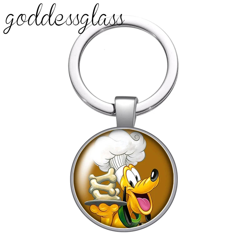 Pluto Dog Glass Keychain