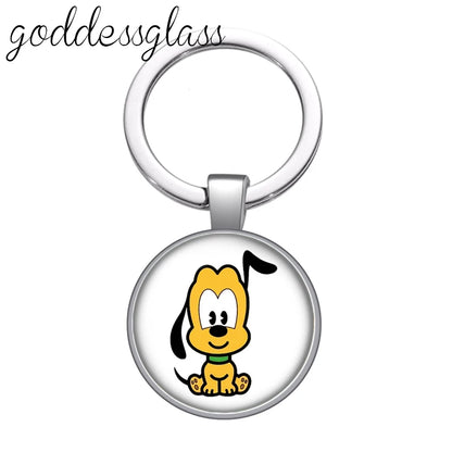 Pluto Dog Glass Keychain