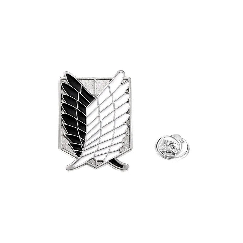 Attack on Titan peripheral anime badge attack on titan cartoon black and white Corps logo Wings of Freedom alloy brooch pin