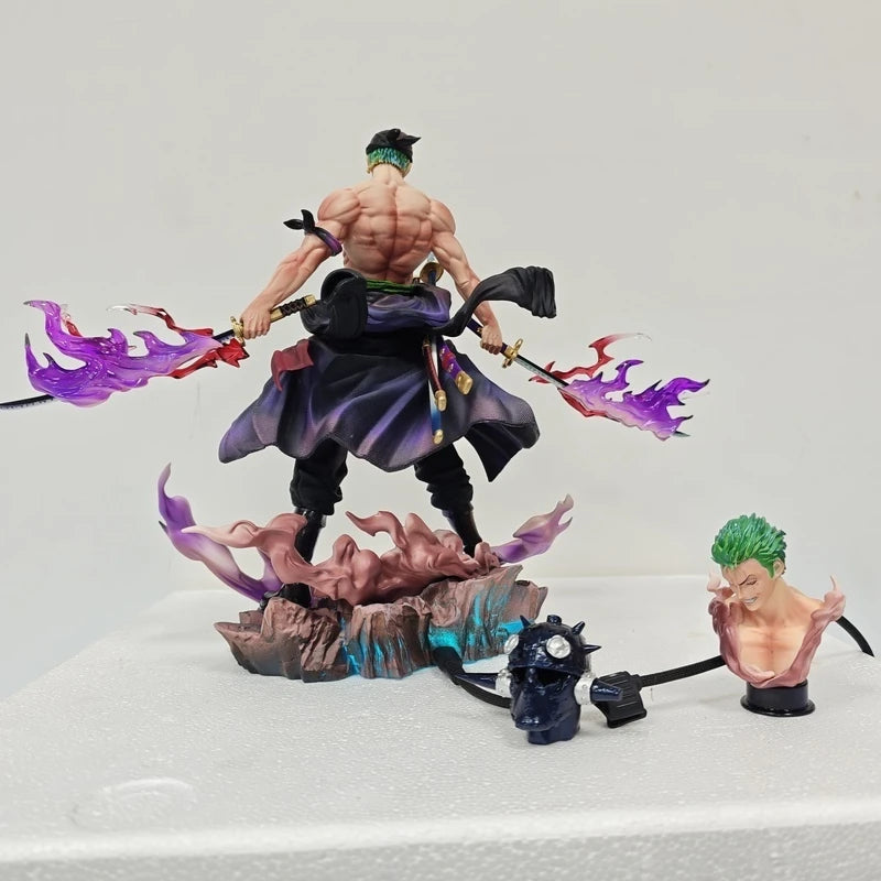 One Piece Explosive Energy Roronoa Zoro Double Head Anime Figure Pvc Collectible Model Statue Decoration Toys Doll Birthday Gift