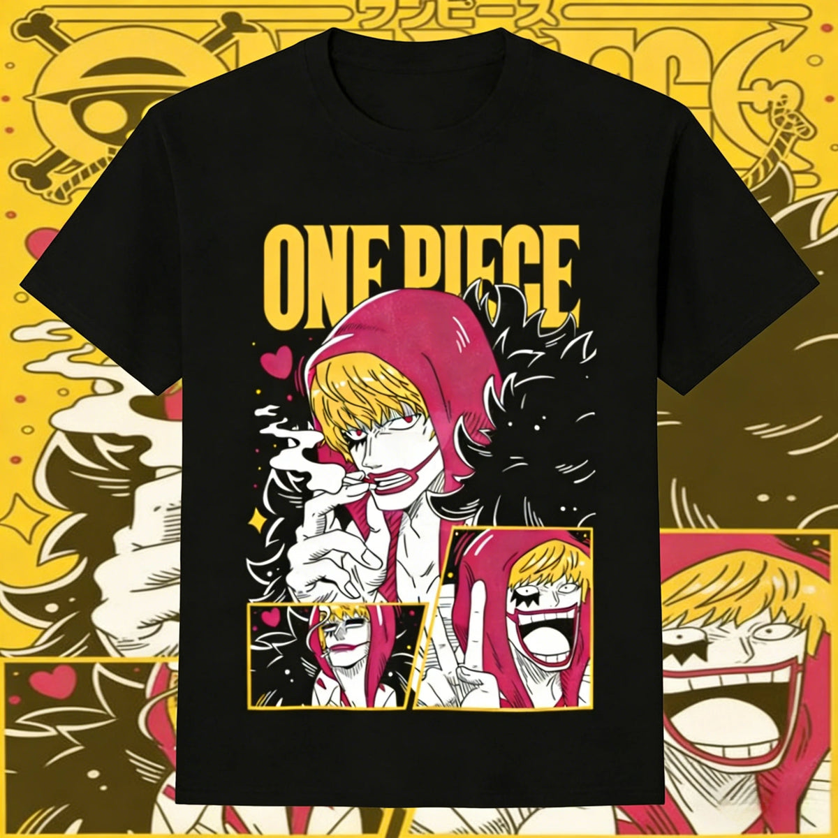 2026 Summer One Piece Corazon Retro Cotton Print T-Shirt Anime Fans Casual Sport Harajuku Top Adult Kids Short Sleeve Tee Y2k