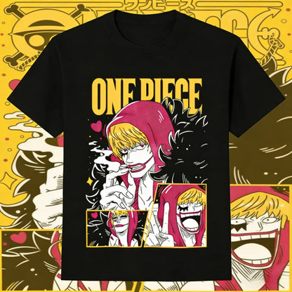 2026 Summer One Piece Corazon Retro Cotton Print T-Shirt Anime Fans Casual Sport Harajuku Top Adult Kids Short Sleeve Tee Y2k