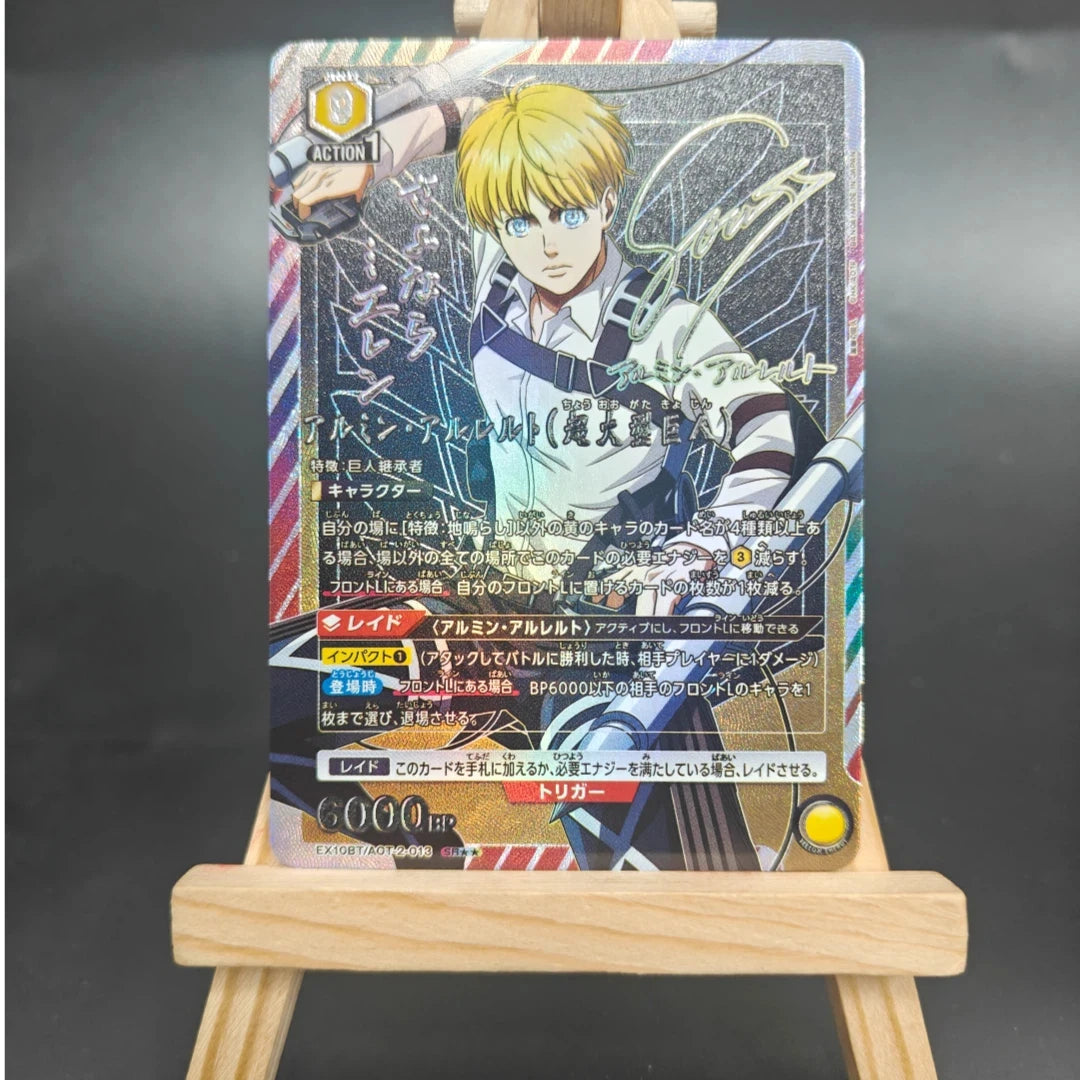 Proxy Union Arena Attack on Titan Action Points Eren & Levi con Bonus Jean Card Nuevo Japan Card Gold Rare Signed TCG Anime Card
