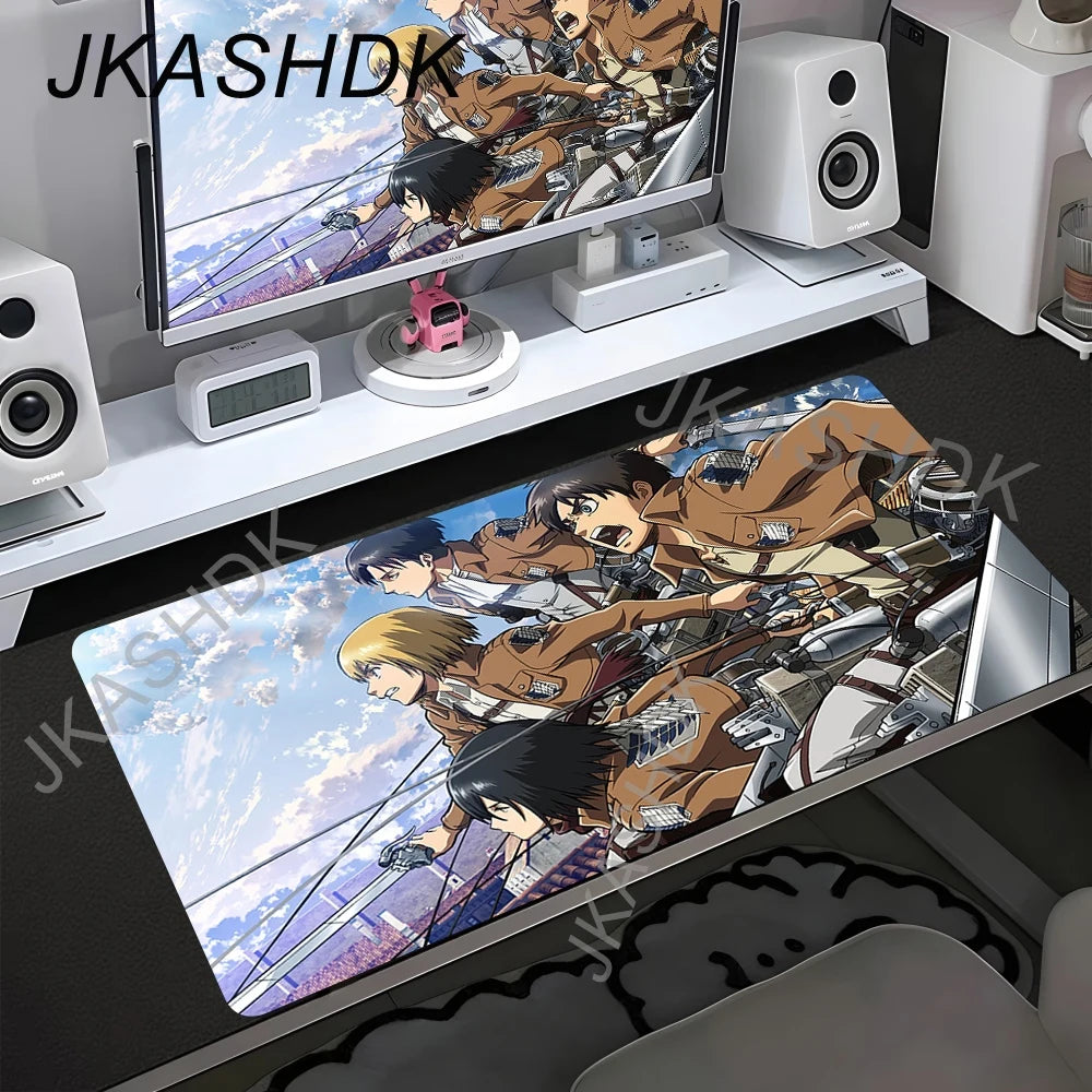Attack on Titan Anime Large Lock Edge Mouse Pad Computer Mousepad XXL S Gaming Padmouse Gamer Laptop Keyboard Mouse Mats Carpet
