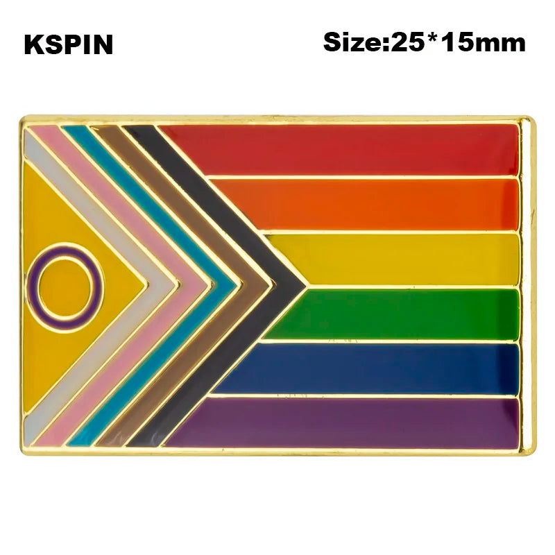 Progress Pride Heart Shaped Lapel Pin Flag badge Brooch Pins Badges