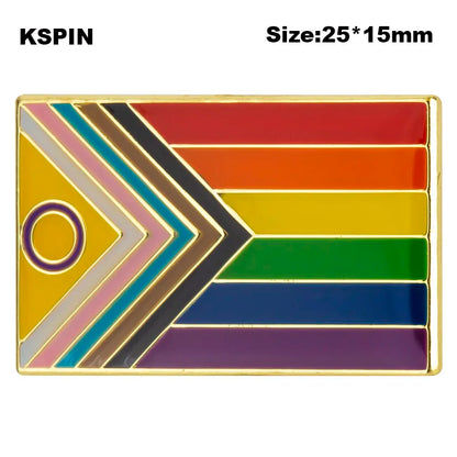 Progress Pride Heart Shaped Lapel Pin Flag badge Brooch Pins Badges