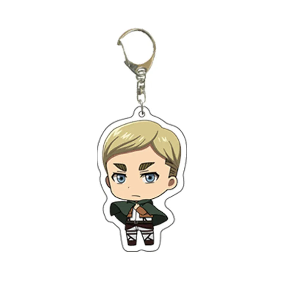 55MM Anime Attack on Titan Figure Eren Jaeger Mikasa Ackerman Armin Arlert Erwin Smith Levi Ackerman Acrylic Keychain Cute Gifts