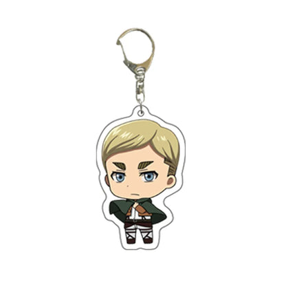 55MM Anime Attack on Titan Figure Eren Jaeger Mikasa Ackerman Armin Arlert Erwin Smith Levi Ackerman Acrylic Keychain Cute Gifts