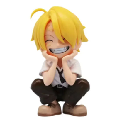 One Piece Anime Figure Sitting Laughing Luffy Action Figure Kawaii Sanji Zoro Ace Yamato Figurine Collection Toy Doll Gift Model
