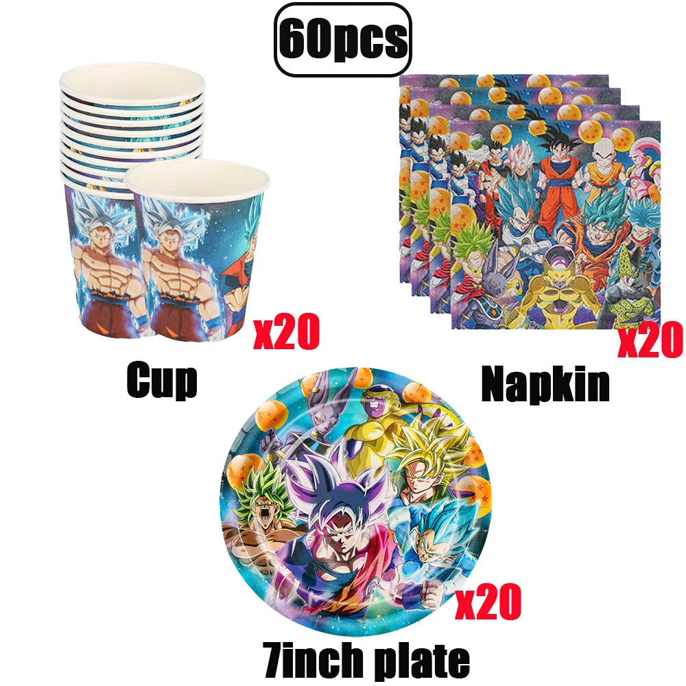 Dragon Ball Birthday Party Decorations Party Supplies Tablecloths Paper Cup Plates Napkin Gift Bags Banners Baby Birthday Shower