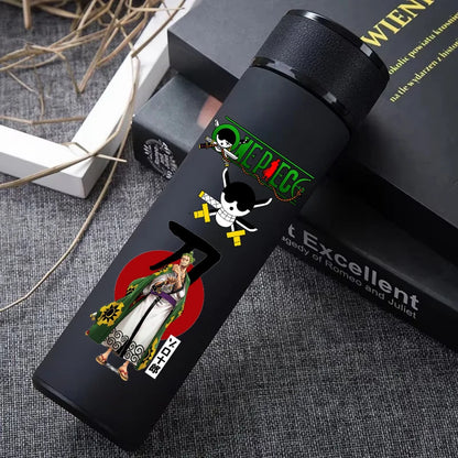 One Piece 304 Stainless Steel Thermos Cup Pattern Luffy Roronoa Zoro Action Figure High Capacity 500ML Drinking Water Bottle
