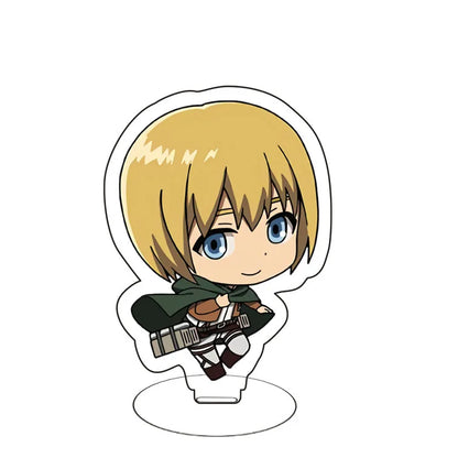 Attack On Titan Eren Yeager Mikasa Ackerman Armin Arlert Merchandise Acrylic Mini Figure Display Stand Model Plate Keychain