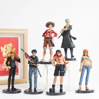 6pcs Anime One Piece Figures Monkey D. Luffy Roronoa Zoro Sanji Action Model Pvc Desktop Statue Ornament Collection Toys Gifts