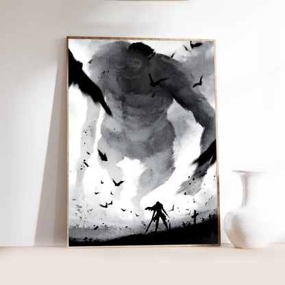 1PC Popular Japanese Anime Attack On Titan Poster Self-adhesive Art Waterproof Paper Sticker Coffee House Bar Room Wall Decor