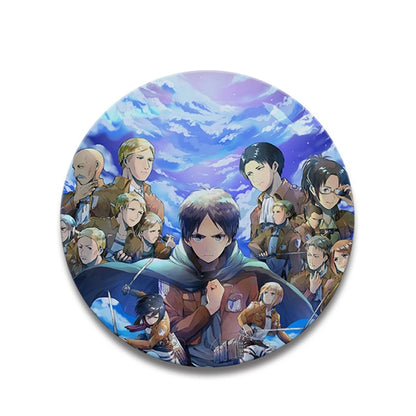 58mm Anime Attack on Titan Eren Jaeger Mikasa Ackerman Erwin Smith Cosplay COSTUME Badge Pin SPTE Tinplate Brooch Prop Xmas Gilf
