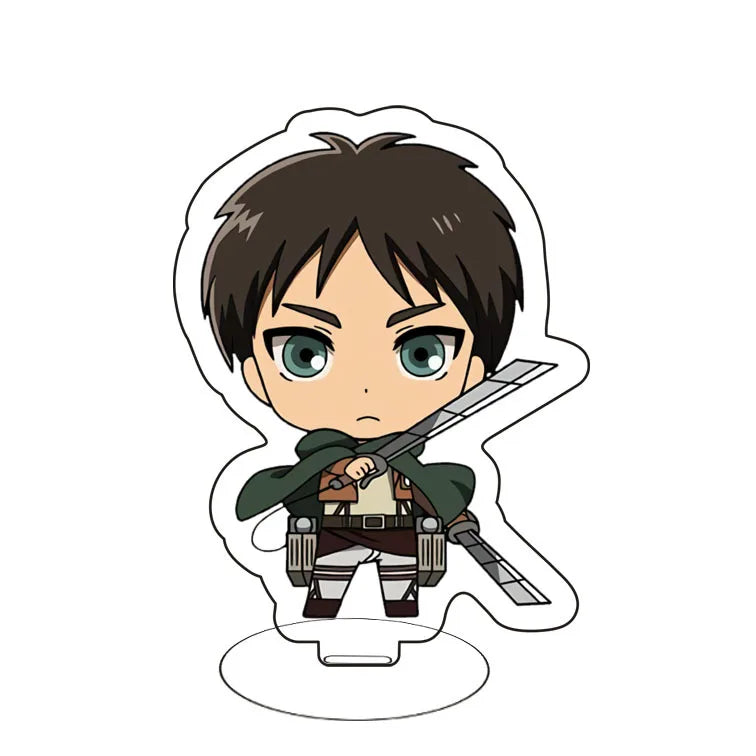Attack On Titan Eren Yeager Mikasa Ackerman Armin Arlert Merchandise Acrylic Mini Figure Display Stand Model Plate Keychain