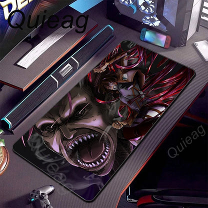 New HD Printing Attack on Titan Anime Desk Mat Large Lock Edge Mouse Pad Computer Mousepad Gaming Laptop Keyboard Mouse Mats Rug