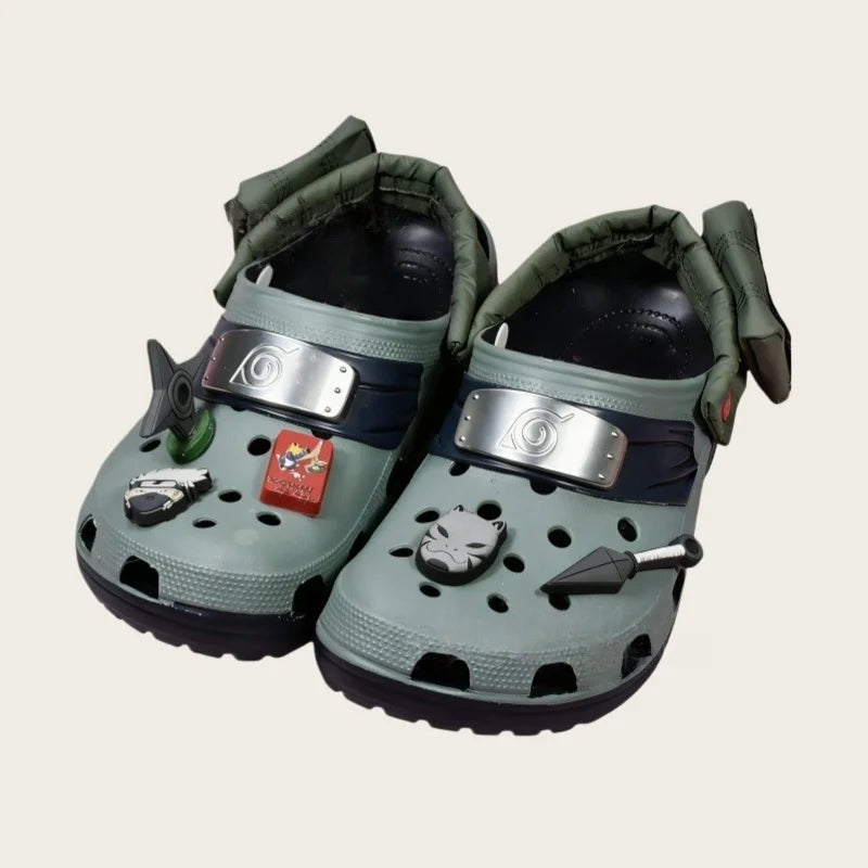 Anime Naruto Akatsuki Cartoon New Uchiha Itachi EVA Waterproof Slippers Beach Shoes Sandals Casual Breathable Ankle-Wrap Shoes