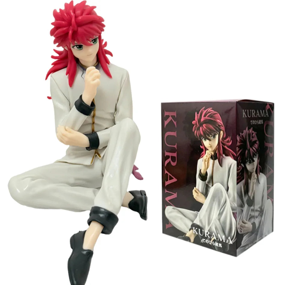 Anime 8cm YuYu Hakusho Urameshi Yuusuke Kurama Sitting posture Figure Toys PVC Model Desktop Ornament Doll Birthday Gifts Hot