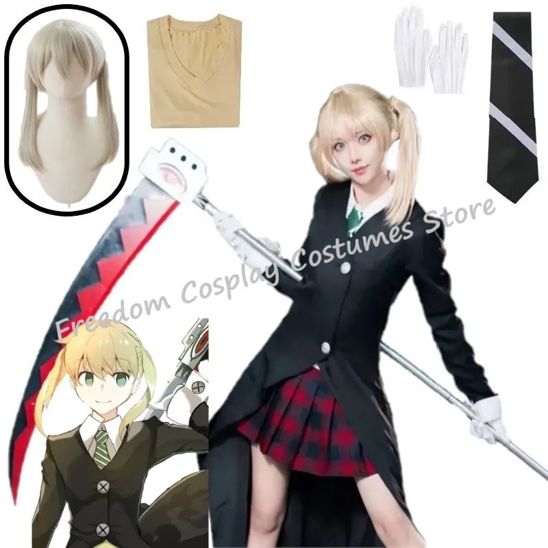 Maka Albarn Cosplay Anime Soul Eater Costume Adult Women Skirt Gloves