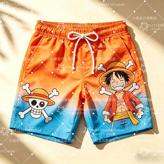 2026 Hot Sale One Piece Luffy Zoro Print Men Beach Shorts Summer Quick Dry High-quality Trendy Unisex Anime Board Shorts Sports