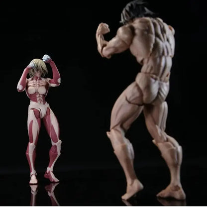 In Stock Attack On Titan Amazing Yamaguchi Revoltech Nr068 Female Titan Annie Leonhart Figure Gk Collection Model Toy Gift