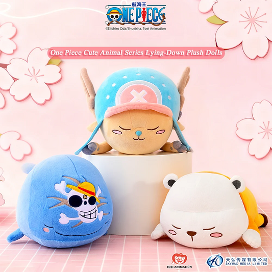 1pc Officially Licensed One Piece Lying‑Down Plush Dolls (Chopper / Bepo / Laboon) – Soft and Skin‑Friendly, an Essential Gift.