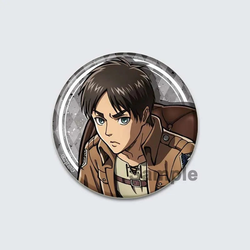 Eren Levi Armin Arlert Erwin Cartoon Badge Attack on Titan Brooches on Backpack Clothes Handmade Round Pins for Gift Accessory