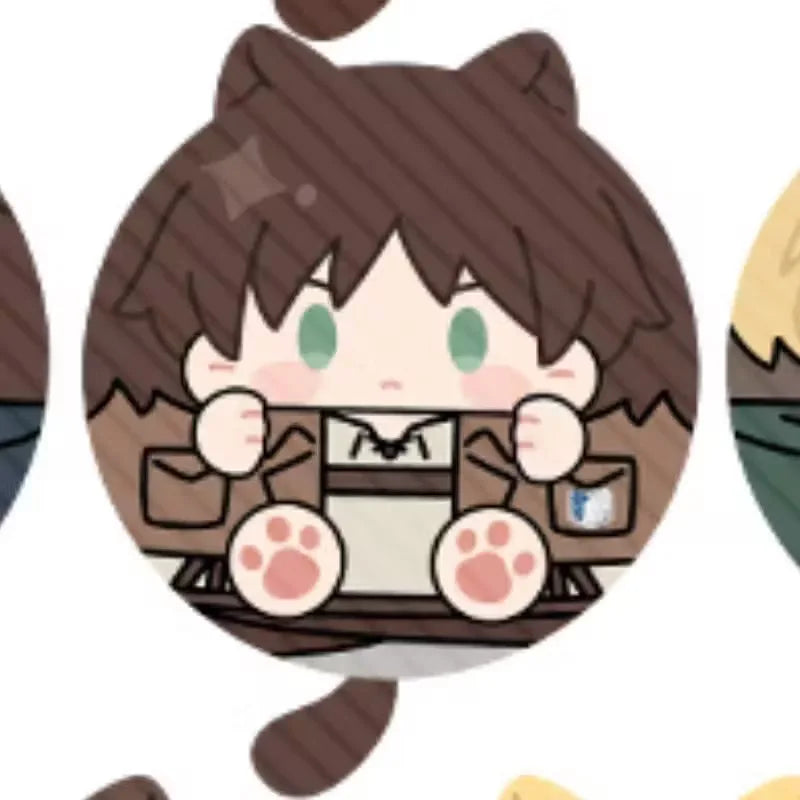 Attack On Titan Cat Ear Plush Pendant Eren Mikasa Armin Levi Anime Keychain Bag Charm Collectible Decor Surprise Gift